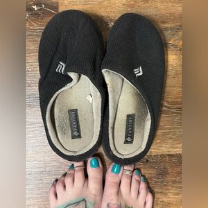 Women’s Well Worn Black Gray Slippers Used